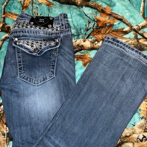 Miss Me Women's Boot Cut Jeans in Blue and Black